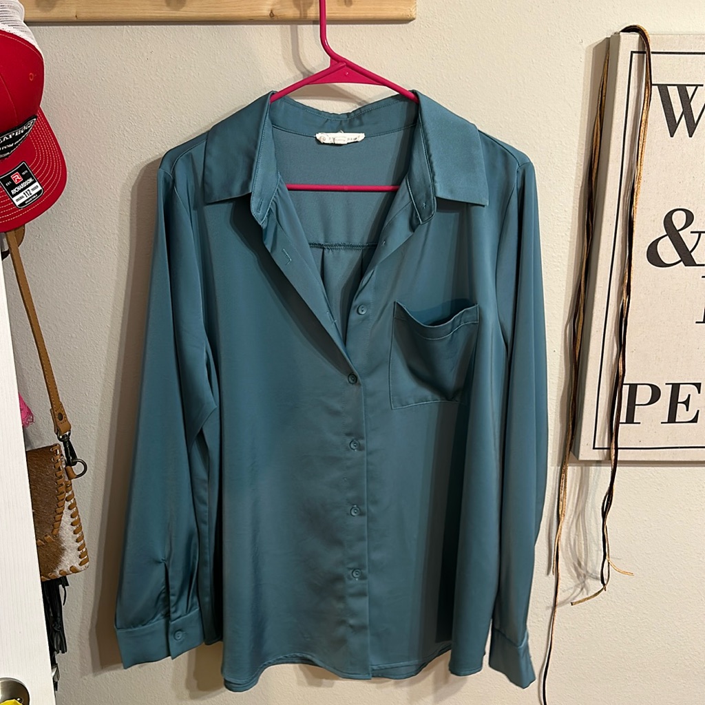 Satin Teal Button-Down!